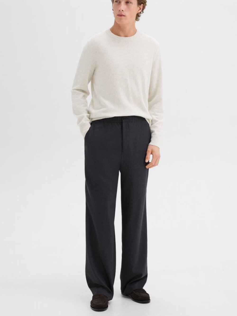 Theory Wide-Leg Drawstring Pant Size 30 Dark Navy